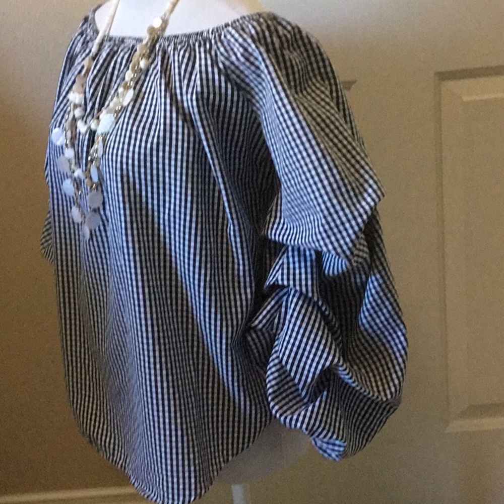 Kontro L Contemporary Large black white check top - Picture 2 of 6